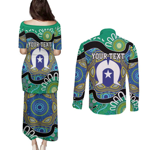 Torres Strait Islander Heal Country Personalised Couples Matching Puletasi and Long Sleeve Button Shirt