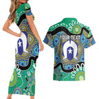 Torres Strait Islander Heal Country Personalised Couples Matching Short Sleeve Bodycon Dress and Hawaiian Shirt