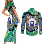 Torres Strait Islander Heal Country Personalised Couples Matching Short Sleeve Bodycon Dress and Long Sleeve Button Shirt