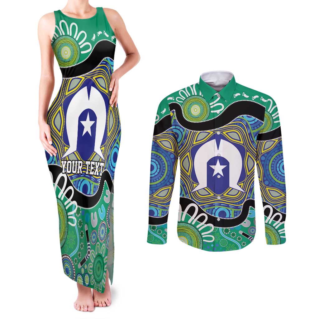 Torres Strait Islander Heal Country Personalised Couples Matching Tank Maxi Dress and Long Sleeve Button Shirt