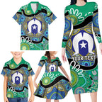 Torres Strait Islander Heal Country Personalised Family Matching Long Sleeve Bodycon Dress and Hawaiian Shirt
