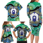 Torres Strait Islander Heal Country Personalised Family Matching Long Sleeve Bodycon Dress and Hawaiian Shirt