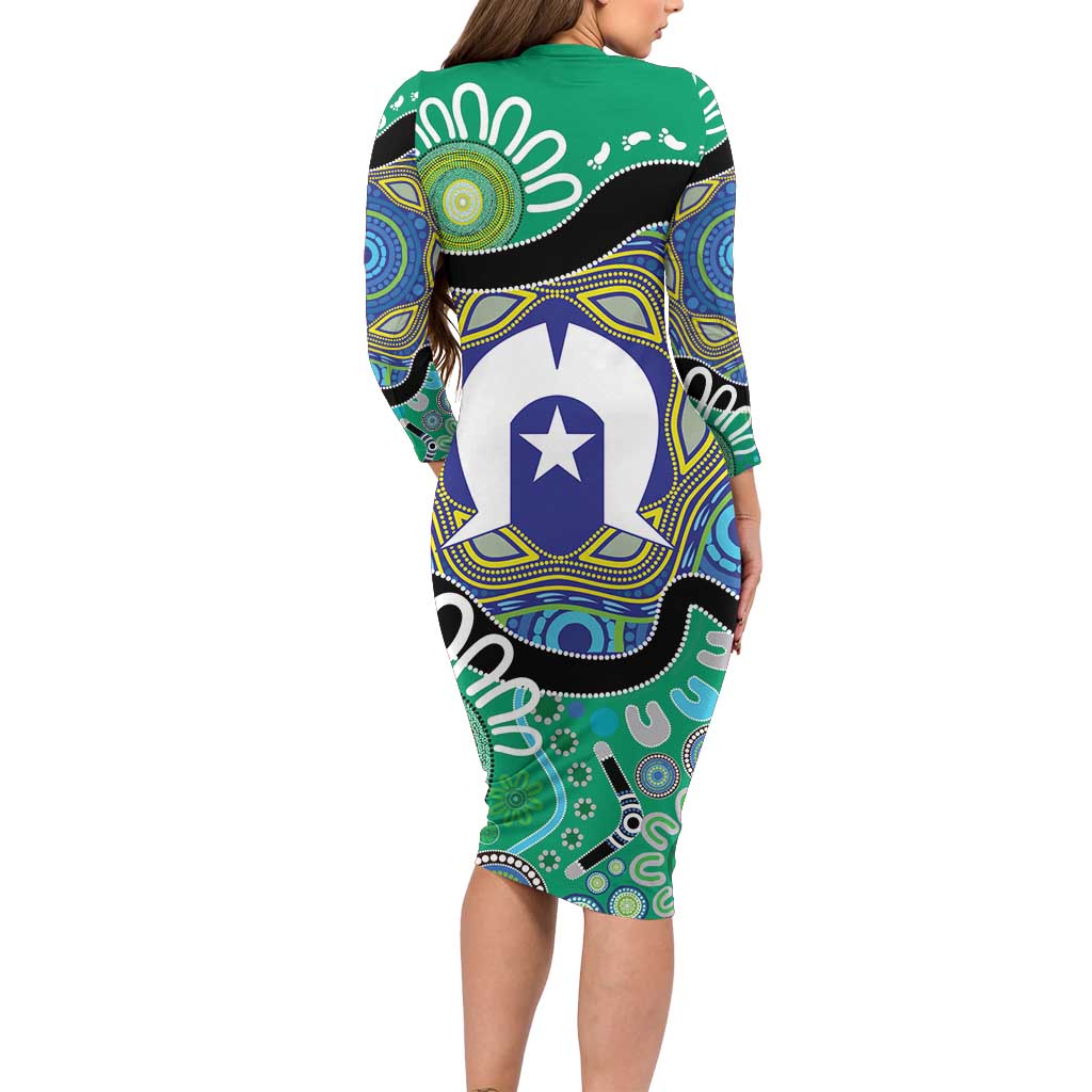 Torres Strait Islander Heal Country Personalised Family Matching Long Sleeve Bodycon Dress and Hawaiian Shirt
