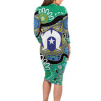 Torres Strait Islander Heal Country Personalised Family Matching Long Sleeve Bodycon Dress and Hawaiian Shirt