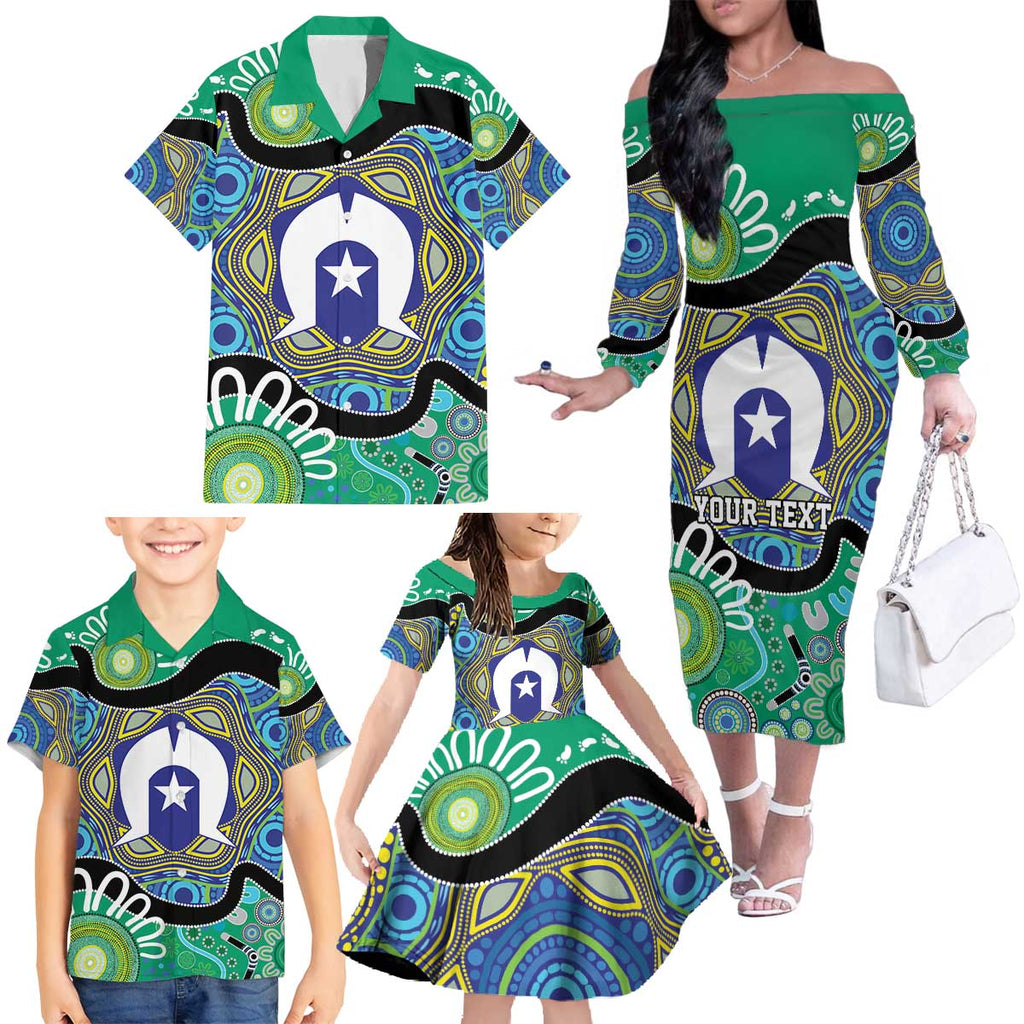 Torres Strait Islander Heal Country Personalised Family Matching Off The Shoulder Long Sleeve Dress and Hawaiian Shirt