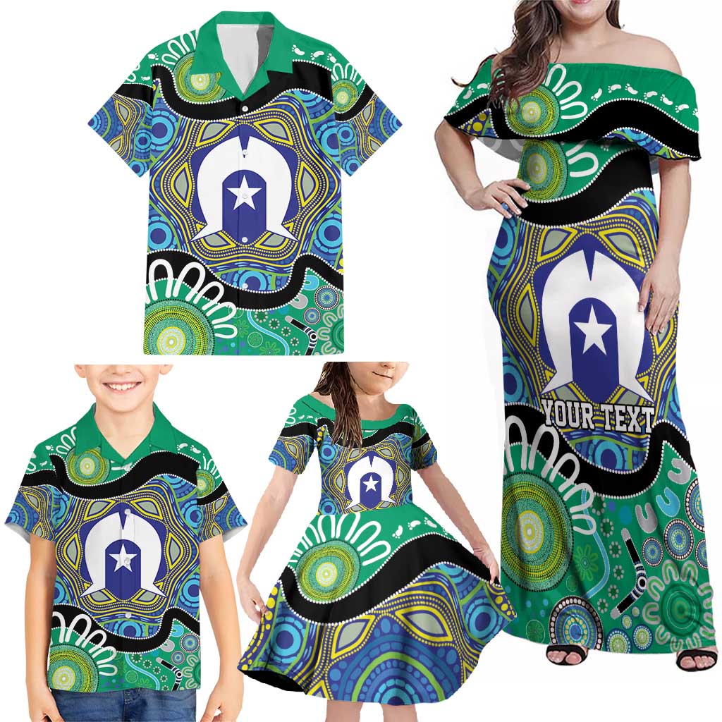 Torres Strait Islander Heal Country Personalised Family Matching Off Shoulder Maxi Dress and Hawaiian Shirt