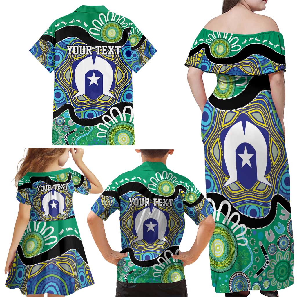 Torres Strait Islander Heal Country Personalised Family Matching Off Shoulder Maxi Dress and Hawaiian Shirt
