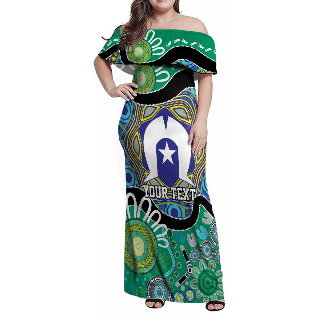 Torres Strait Islander Heal Country Personalised Family Matching Off Shoulder Maxi Dress and Hawaiian Shirt