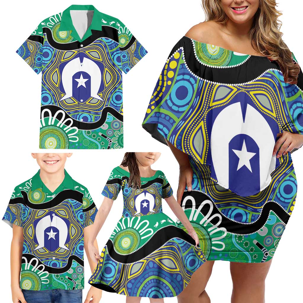 Torres Strait Islander Heal Country Personalised Family Matching Off Shoulder Short Dress and Hawaiian Shirt