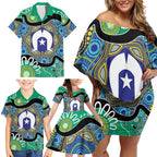 Torres Strait Islander Heal Country Personalised Family Matching Off Shoulder Short Dress and Hawaiian Shirt
