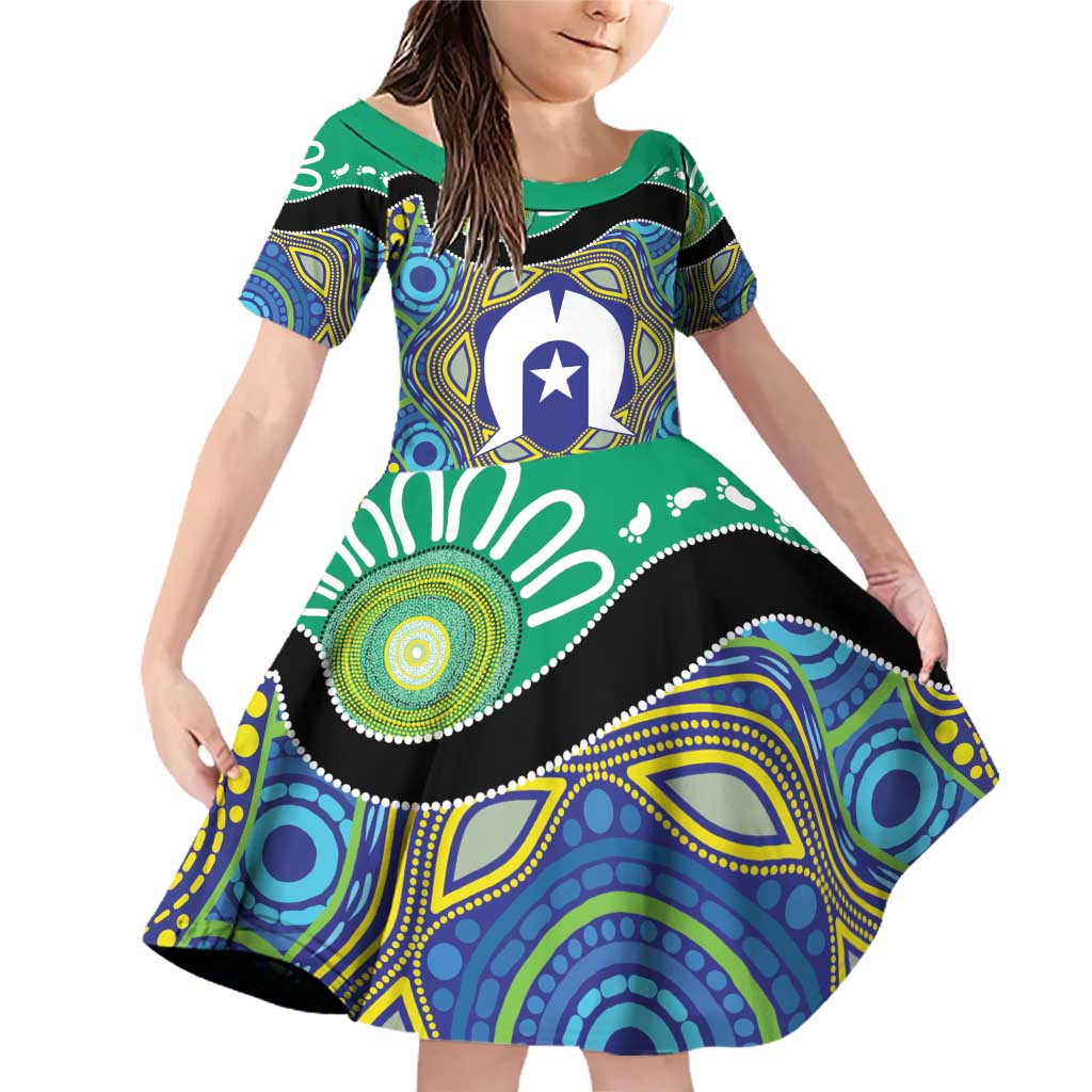 Torres Strait Islander Heal Country Personalised Family Matching Off Shoulder Short Dress and Hawaiian Shirt
