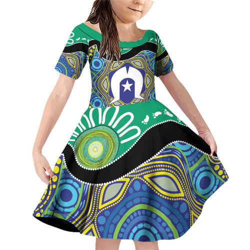 Torres Strait Islander Heal Country Personalised Family Matching Off Shoulder Short Dress and Hawaiian Shirt