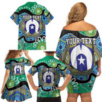 Torres Strait Islander Heal Country Personalised Family Matching Off Shoulder Short Dress and Hawaiian Shirt