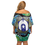 Torres Strait Islander Heal Country Personalised Family Matching Off Shoulder Short Dress and Hawaiian Shirt