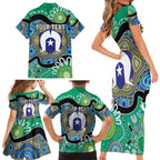 Torres Strait Islander Heal Country Personalised Family Matching Short Sleeve Bodycon Dress and Hawaiian Shirt