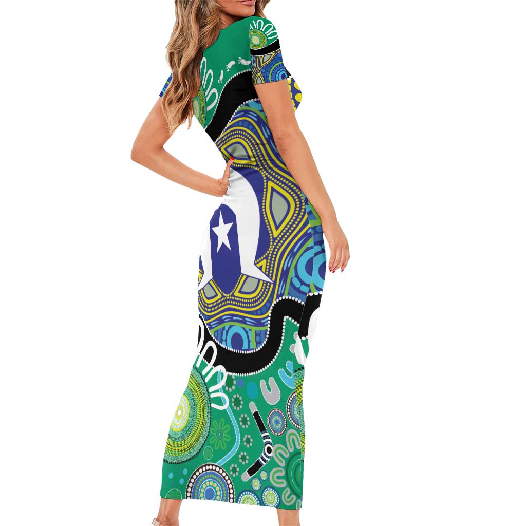 Torres Strait Islander Heal Country Personalised Family Matching Short Sleeve Bodycon Dress and Hawaiian Shirt