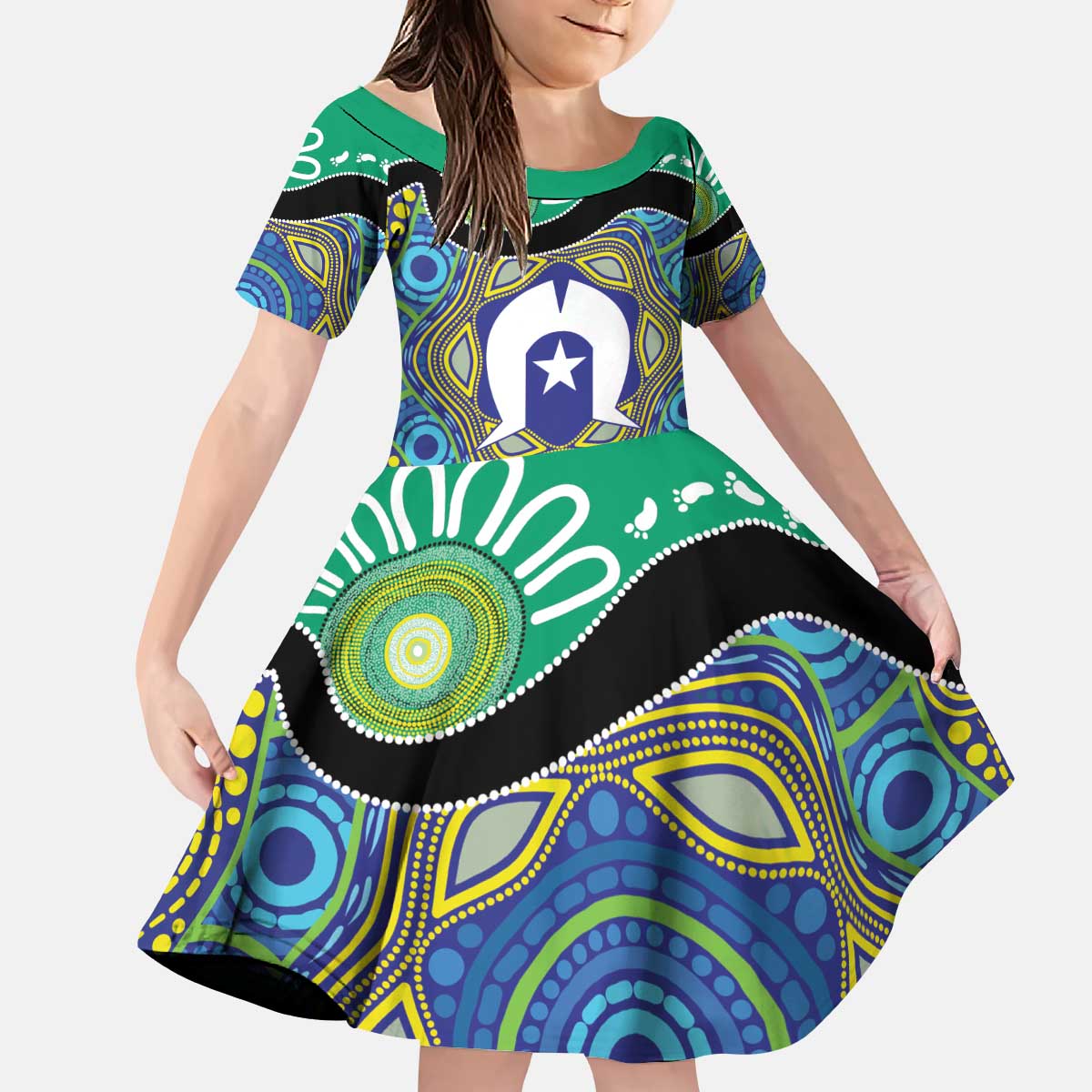 Torres Strait Islander Heal Country Personalised Kid Short Sleeve Dress