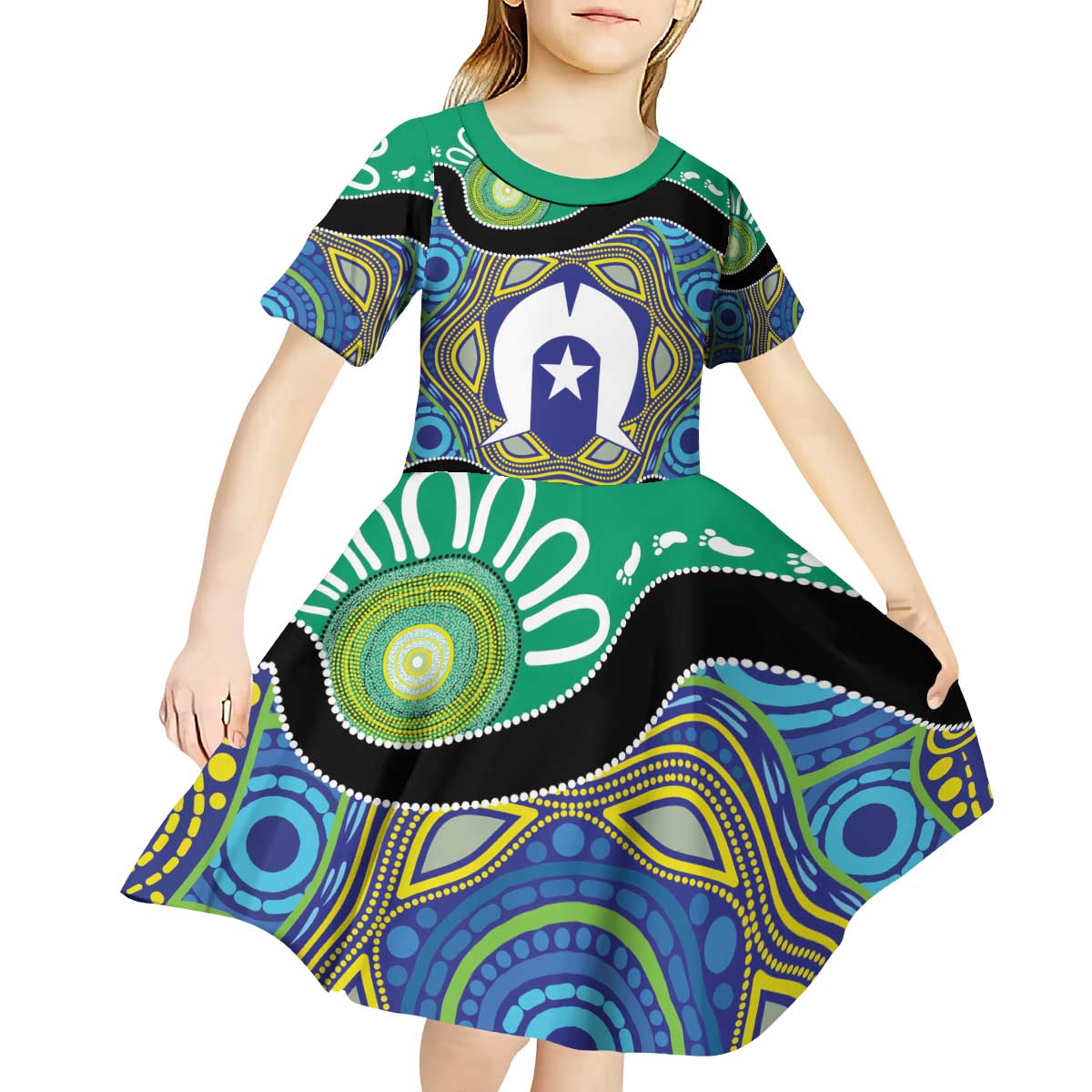Torres Strait Islander Heal Country Personalised Kid Short Sleeve Dress