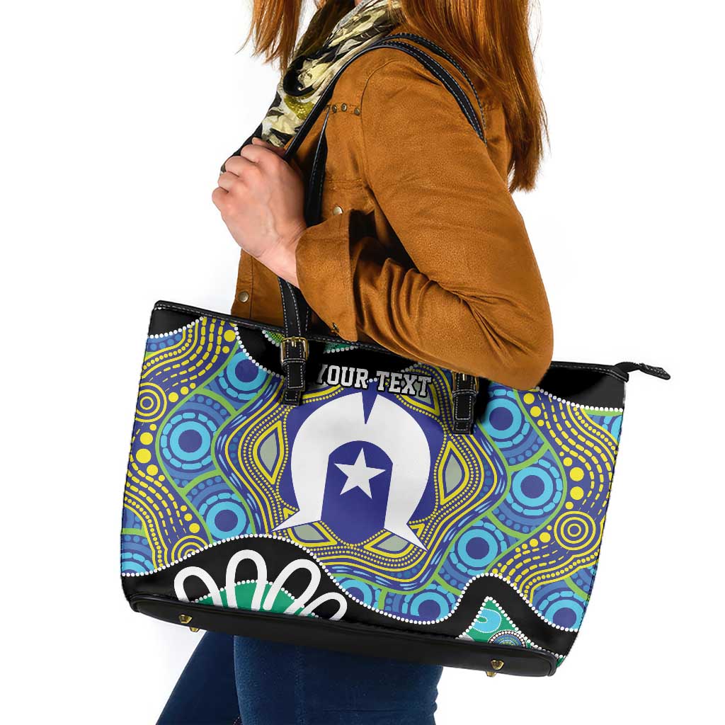 Torres Strait Islander Heal Country Personalised Leather Tote Bag