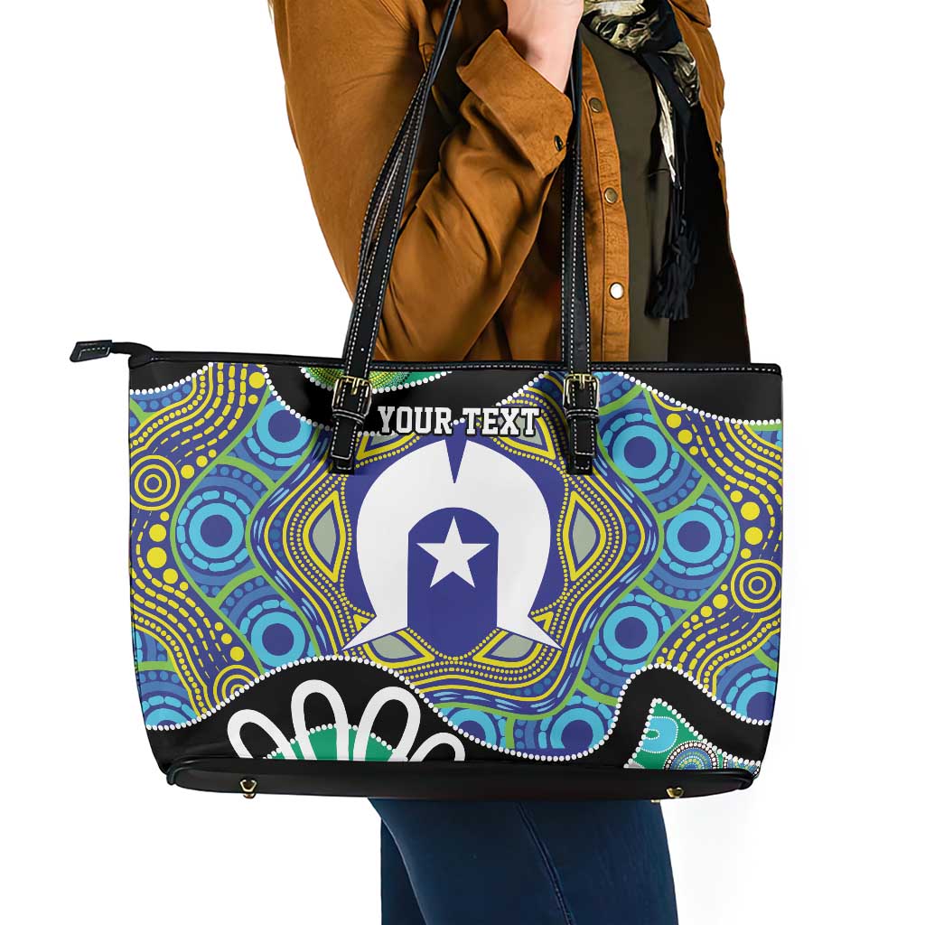 Torres Strait Islander Heal Country Personalised Leather Tote Bag