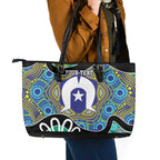 Torres Strait Islander Heal Country Personalised Leather Tote Bag