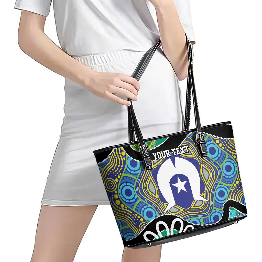 Torres Strait Islander Heal Country Personalised Leather Tote Bag