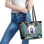 Torres Strait Islander Heal Country Personalised Leather Tote Bag