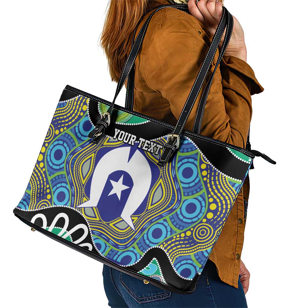 Torres Strait Islander Heal Country Personalised Leather Tote Bag