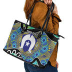Torres Strait Islander Heal Country Personalised Leather Tote Bag