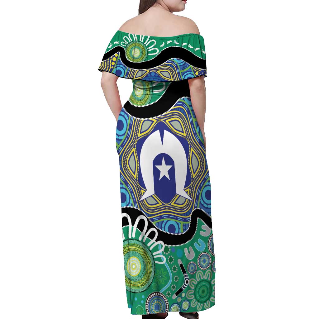 Torres Strait Islander Heal Country Personalised Off Shoulder Maxi Dress