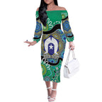 Torres Strait Islander Heal Country Personalised Off The Shoulder Long Sleeve Dress