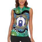 Torres Strait Islander Heal Country Personalised Women Sleeveless Polo Shirt