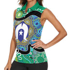 Torres Strait Islander Heal Country Personalised Women Sleeveless Polo Shirt