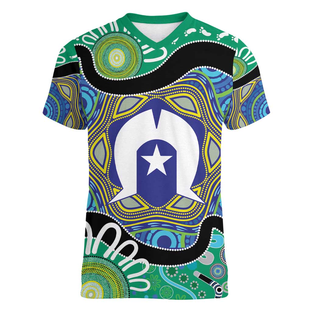 Torres Strait Islander Heal Country Personalised Women V-Neck T-Shirt