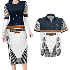 Australia Rugby Pacific Custom Couples Matching Long Sleeve Bodycon Dress and Hawaiian Shirt 2003 Brumby Vintage Old