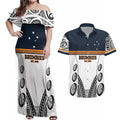 Australia Rugby Pacific Custom Couples Matching Off Shoulder Maxi Dress and Hawaiian Shirt 2003 Brumby Vintage Old
