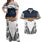 Australia Rugby Pacific Custom Couples Matching Off Shoulder Maxi Dress and Hawaiian Shirt 2003 Brumby Vintage Old