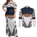 Australia Rugby Pacific Custom Couples Matching Off Shoulder Maxi Dress and Long Sleeve Button Shirt 2003 Brumby Vintage Old
