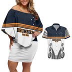 Australia Rugby Pacific Custom Couples Matching Off Shoulder Short Dress and Hawaiian Shirt 2003 Brumby Vintage Old