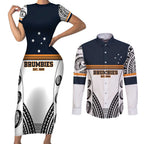 Australia Rugby Pacific Custom Couples Matching Short Sleeve Bodycon Dress and Long Sleeve Button Shirt 2003 Brumby Vintage Old