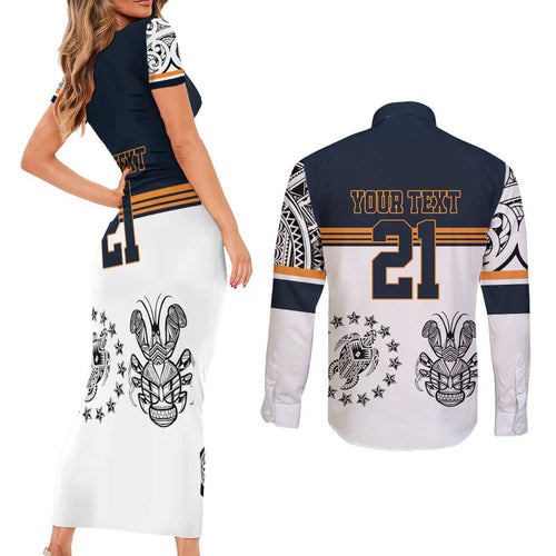 Australia Rugby Pacific Custom Couples Matching Short Sleeve Bodycon Dress and Long Sleeve Button Shirt 2003 Brumby Vintage Old
