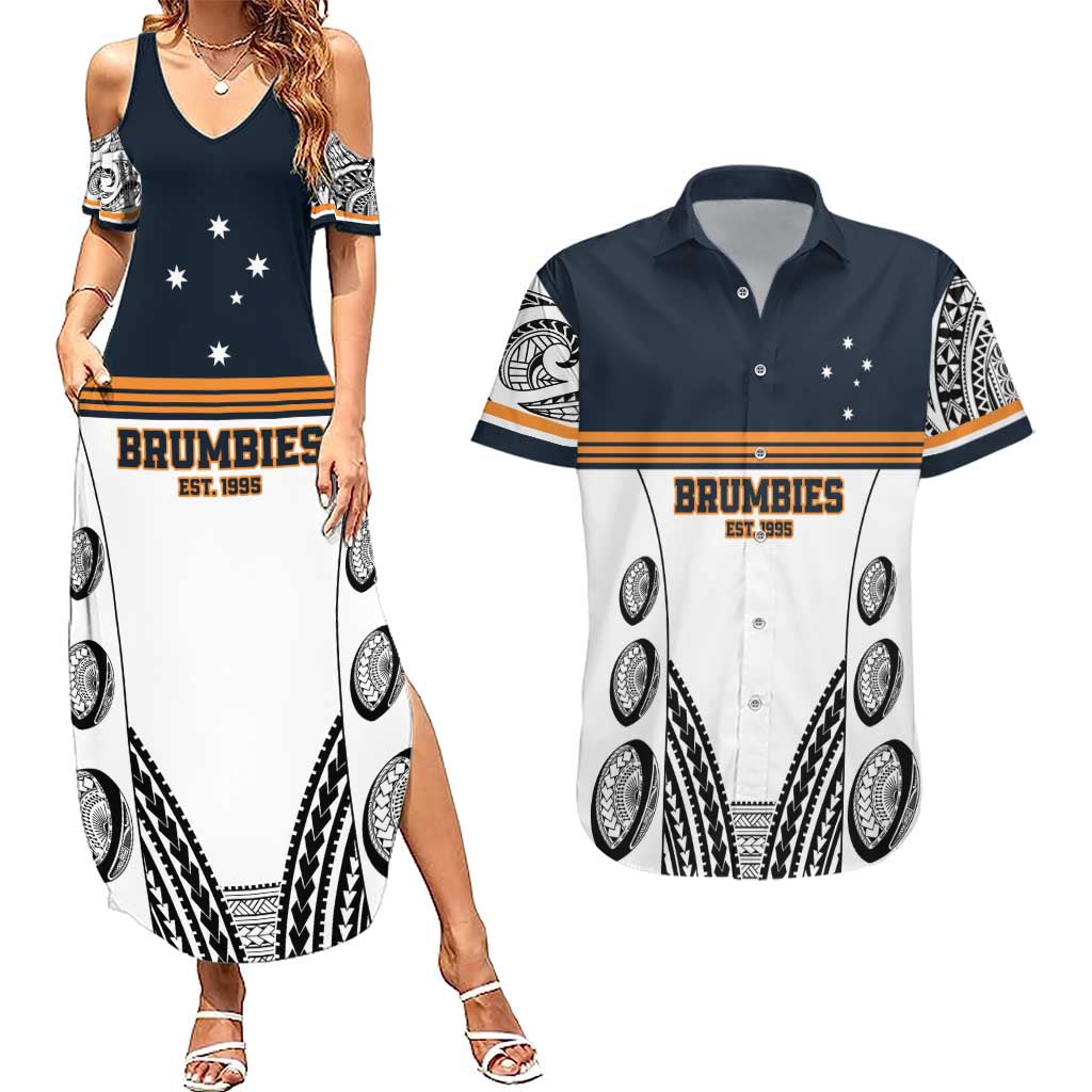 Australia Rugby Pacific Custom Couples Matching Summer Maxi Dress and Hawaiian Shirt 2003 Brumby Vintage Old