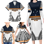 Australia Rugby Pacific Custom Family Matching Long Sleeve Bodycon Dress and Hawaiian Shirt 2003 Brumby Vintage Old