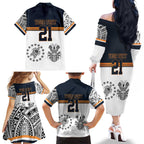 Australia Rugby Pacific Custom Family Matching Off The Shoulder Long Sleeve Dress and Hawaiian Shirt 2003 Brumby Vintage Old