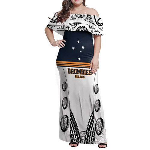 Australia Rugby Pacific Custom Family Matching Off Shoulder Maxi Dress and Hawaiian Shirt 2003 Brumby Vintage Old