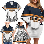 Australia Rugby Pacific Custom Family Matching Off Shoulder Short Dress and Hawaiian Shirt 2003 Brumby Vintage Old