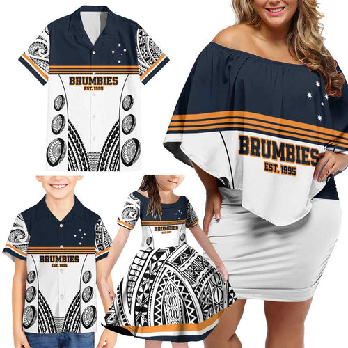 Australia Rugby Pacific Custom Family Matching Off Shoulder Short Dress and Hawaiian Shirt 2003 Brumby Vintage Old