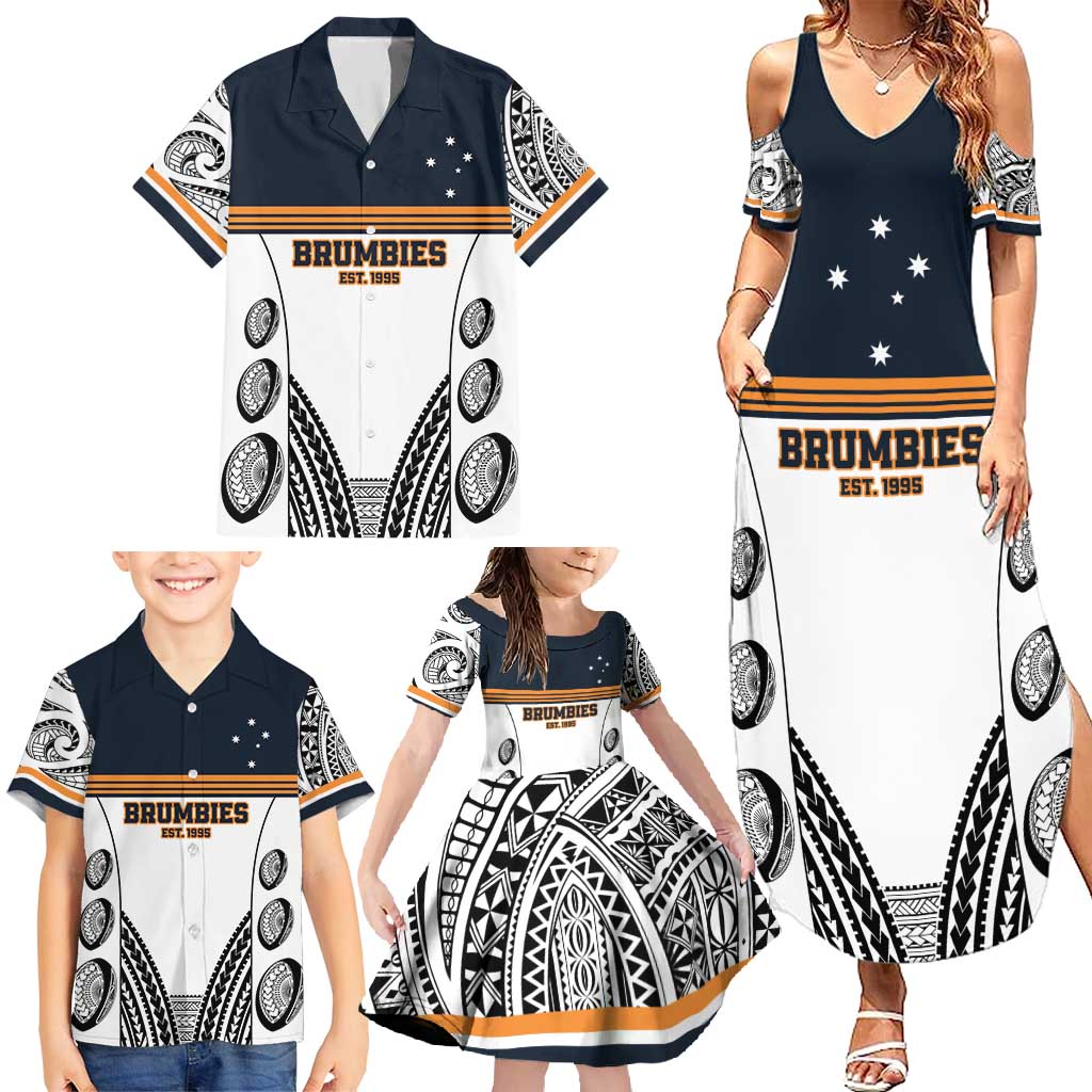 Australia Rugby Pacific Custom Family Matching Summer Maxi Dress and Hawaiian Shirt 2003 Brumby Vintage Old