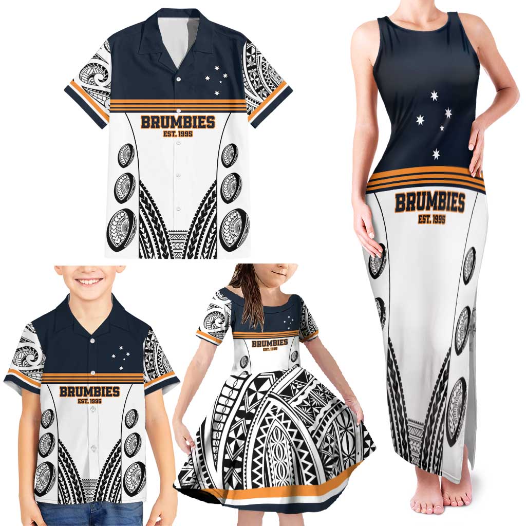 Australia Rugby Pacific Custom Family Matching Tank Maxi Dress and Hawaiian Shirt 2003 Brumby Vintage Old