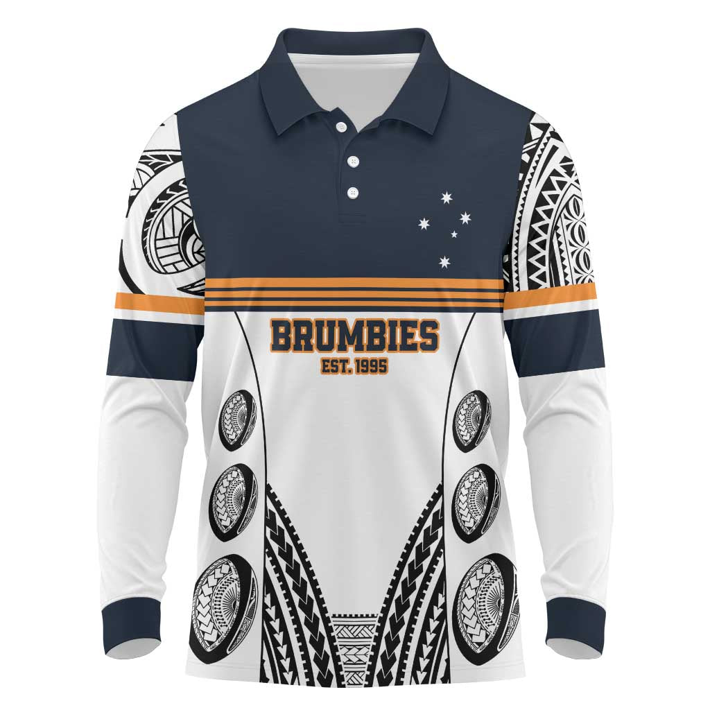 Australia Rugby Pacific Custom Long Sleeve Polo Shirt 2003 Brumby Vintage Old